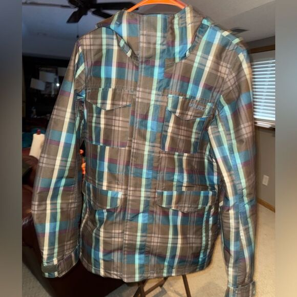 Burton the White Collection Plaid Snowboard Jacket size large - Picture 1 of 10